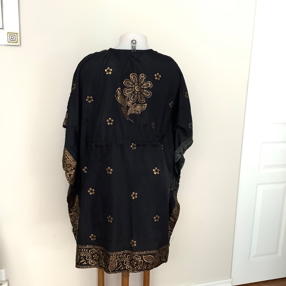 Black&Gold light caftan tunic XL 39-42 bust - Picture 4 of 12